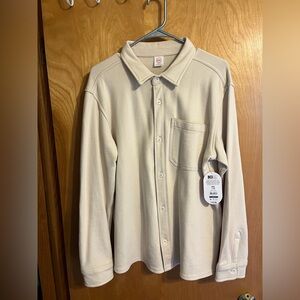 Nwt Wonder Nation Cream Long Sleeve Button-Up Shirt Knit Shacket Boys 18 XXL